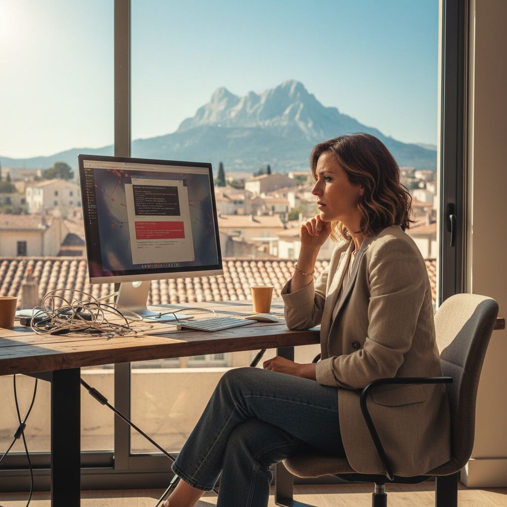 Entrepreneur aixois devant son ordinateur, erreurs de site web
