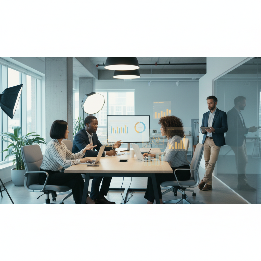 Propriétaires de TPE/PME analysant des avis clients sur des écrans.
