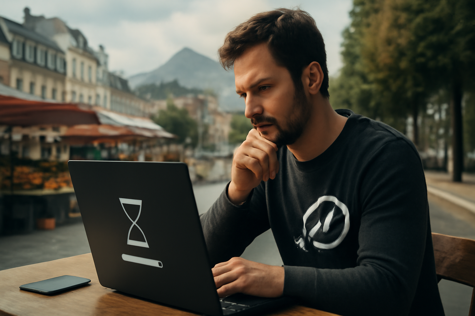 Entrepreneur palois face à des erreurs de site web, vue sur Pau.