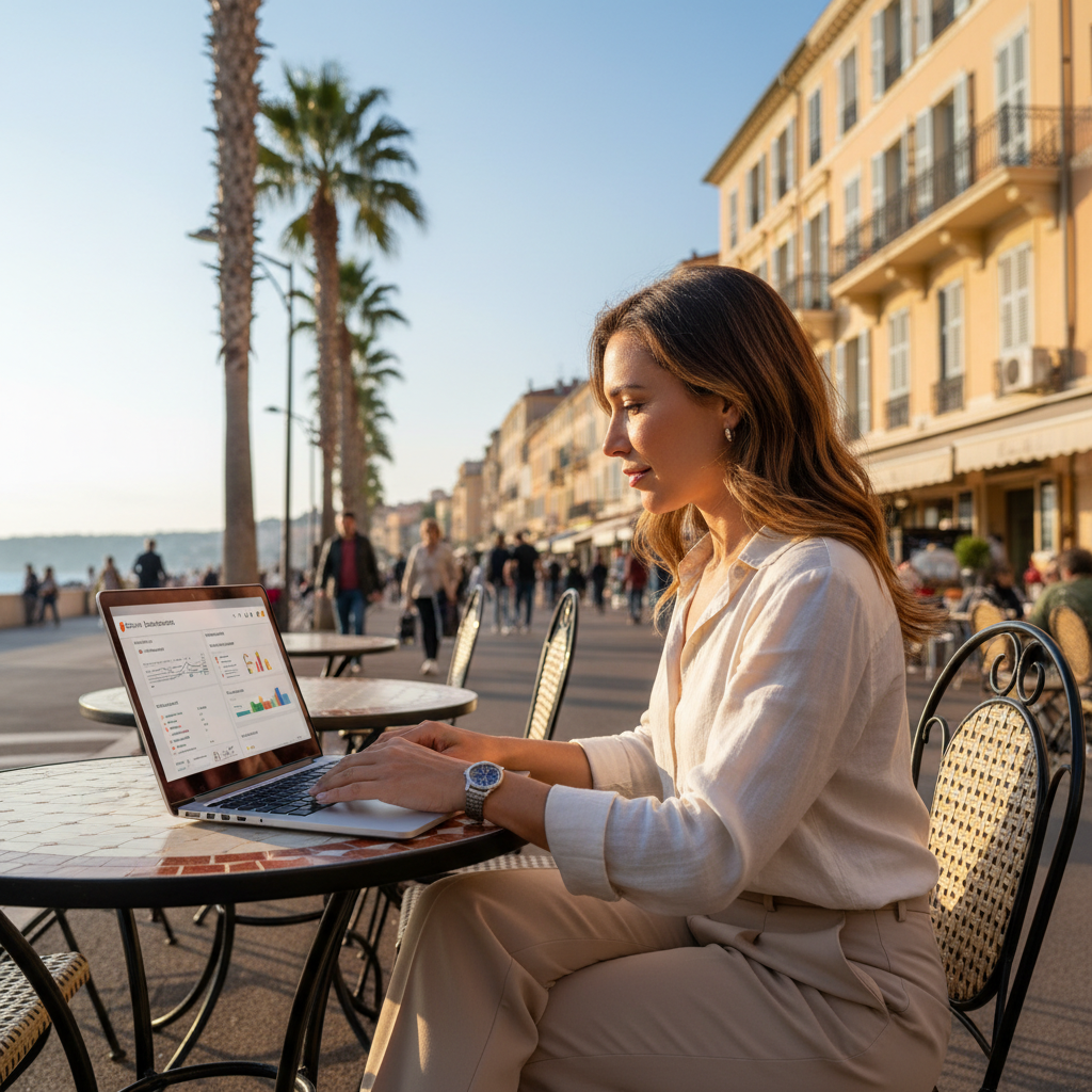 Propriétaire de PME niçoise optimisant son Google Business Profile