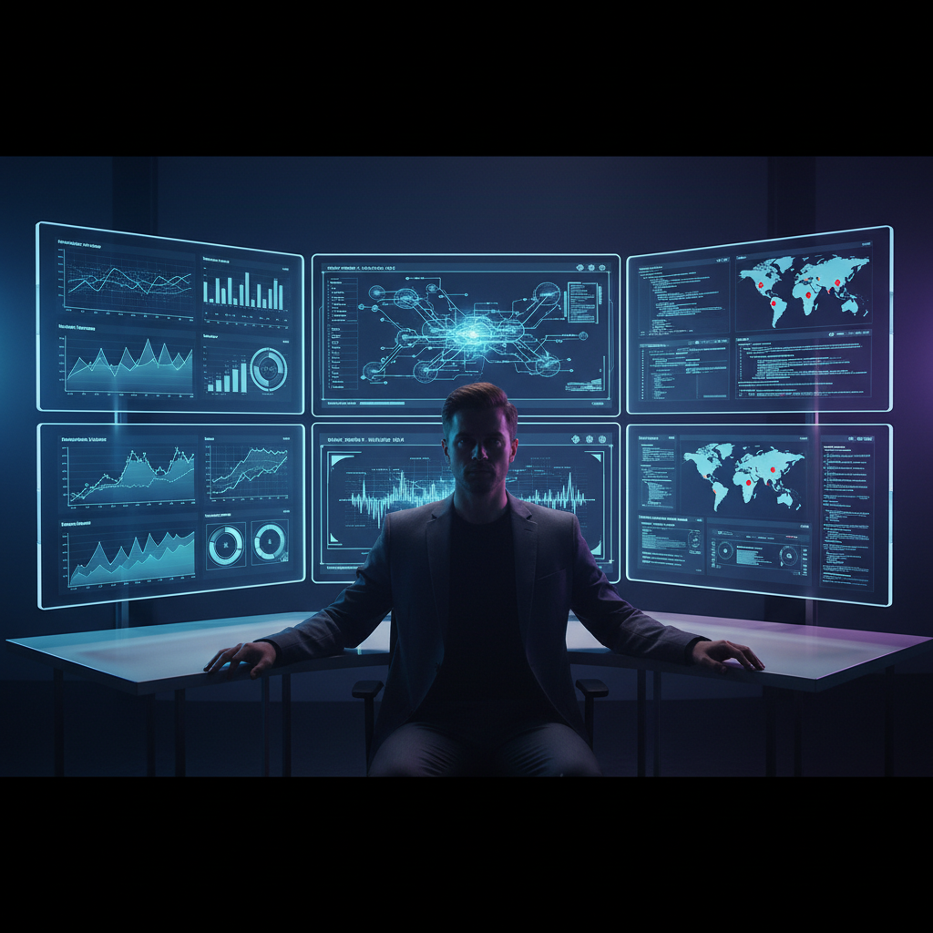 Un expert surveille des écrans affichant des données et graphiques de maintenance web.