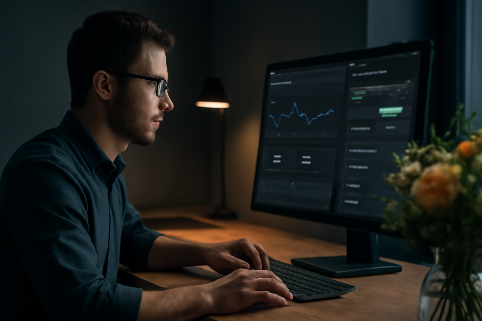 Une spécialiste SEO analyse les performances d'un site web fleuri.