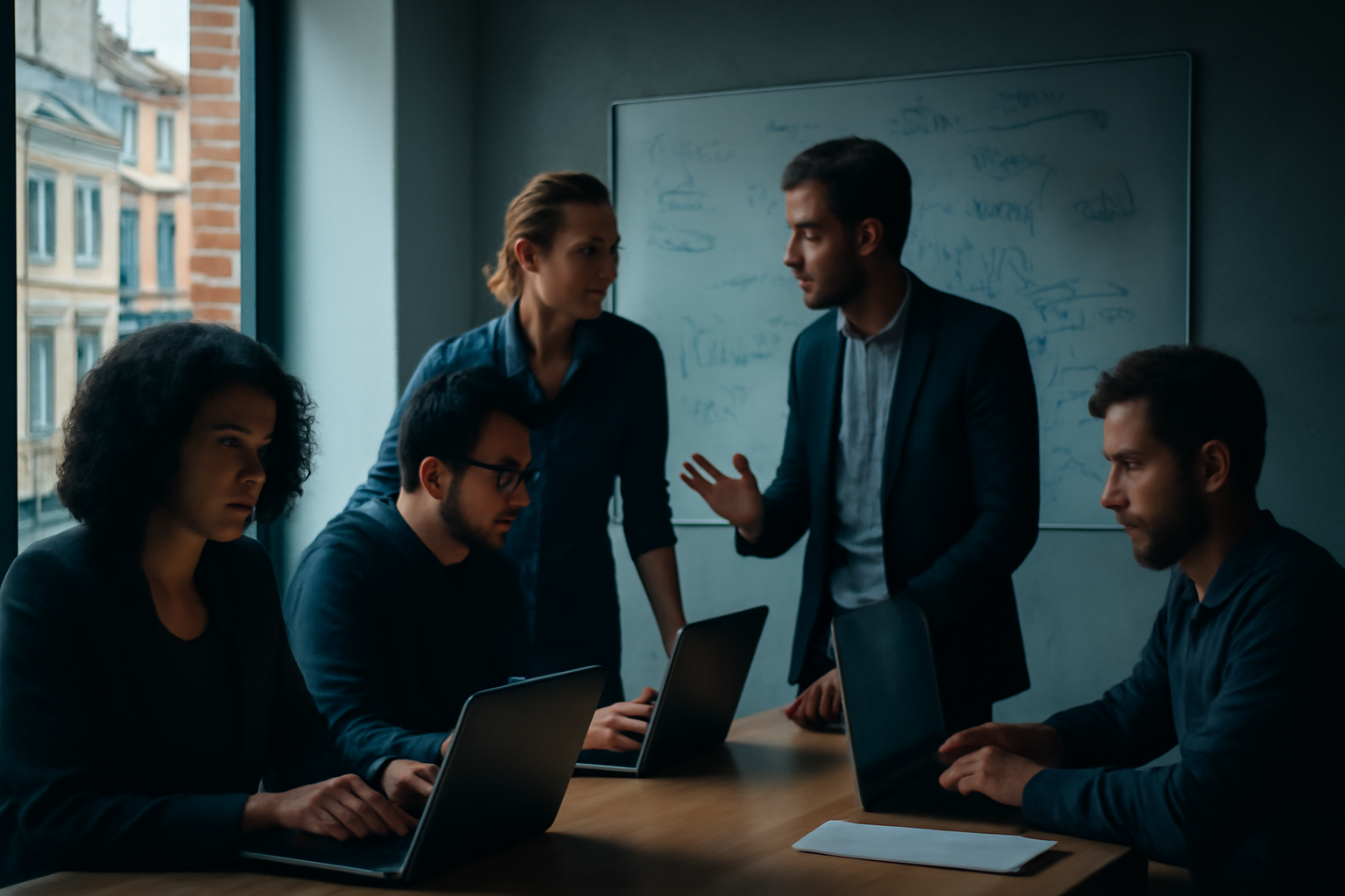 Équipe d'agence web dynamique travaillant dans un open space lillois.