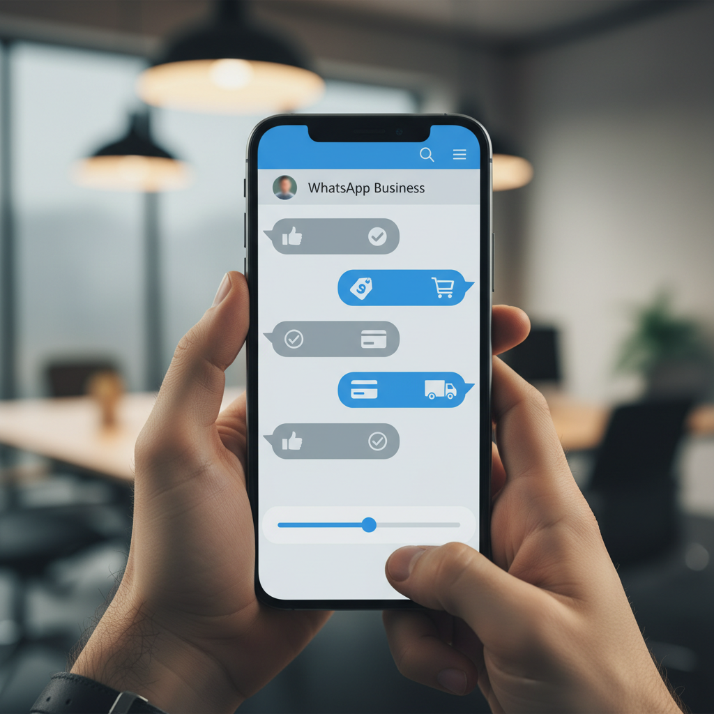 Capture d'écran d'un tunnel de vente WhatsApp Business sur un smartphone