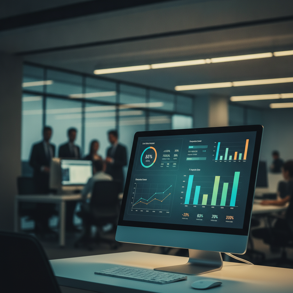 Écran d'ordinateur affichant des graphiques de vitesse de site web en entreprise.